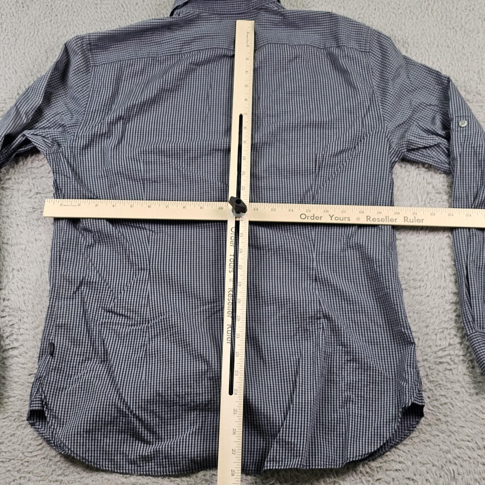 John Varvatos USA Shirt Mens Medium Blue Check Button Down Long Sleeve Cotton - Picture 9 of 11